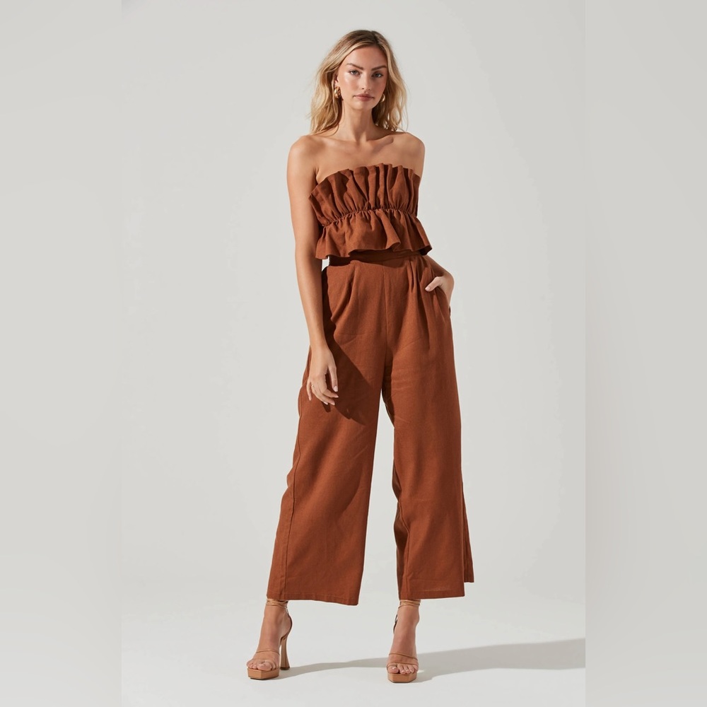 ASTR the label ruffle top jumpsuit